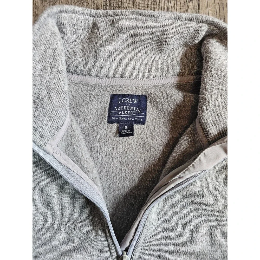 J. Crew Authentic Fleece 1/4 Zip Pullover Sweater Men's Small Stonewash Gray